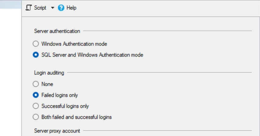 Figure 40: Example on MSSQL server login auditing